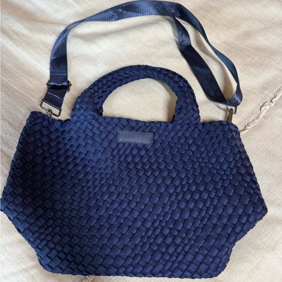 Elegant Navy Woven Tote Bag - Picture 1 of 5
